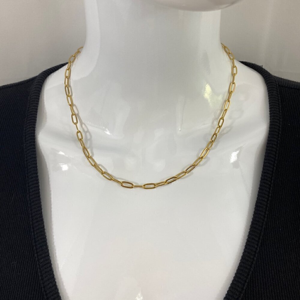 Paperclip Necklace Gold Plated Stainless Steel - Picture 4 of 9